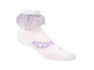 John Fluevog Fiona Vog Socks - Off White | Lace cuff sock