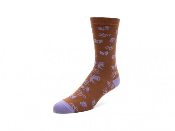 John Fluevog Boopy Vog Socks - Brown/Purple | Chaussette à motif de boucles assorties