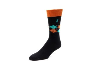 John Fluevog Argyle Vog Socks - Black/Turquoise | Argyle Socks