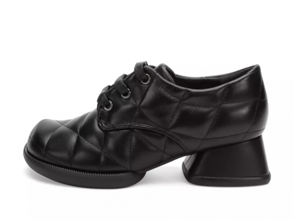 John Fluevog Maika - Black | Quilted Lace-Up Heels