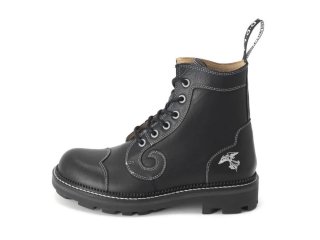 John Fluevog Derby Swirl (6 Eye) - Black | Classic Derby Boots