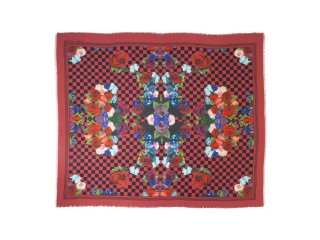 John Fluevog Blanket Scarf - Floral/Checker | Wool and Silk Blanket Scarf
