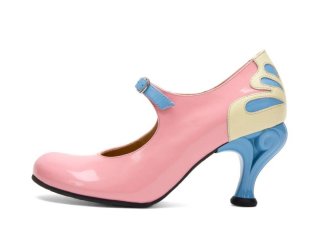 John Fluevog Intergalactic - Peach/Yellow/Blue | Skinny-Strap Mary Jane Heels