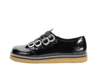 John Fluevog Hula Hoop - Black | Multi-Strap Crepe Sole Shoes