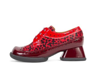 John Fluevog Rosamund - Burgundy | Lace-Up Heels with Brogue Hearts