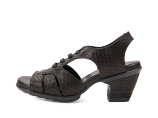 John Fluevog Anticipation - Black Scale | Lace-Up Slingback Sandals