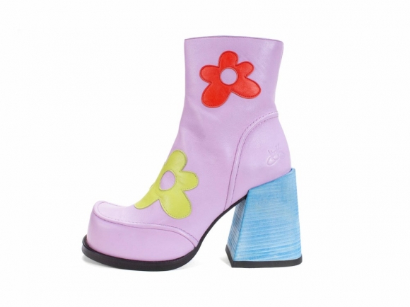 John Fluevog Rory - Purple/Multi Floral | Flower Zip-Up Boots