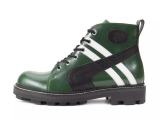 John Fluevog Whitty - Green/Black | Retro Lace-Up Boots