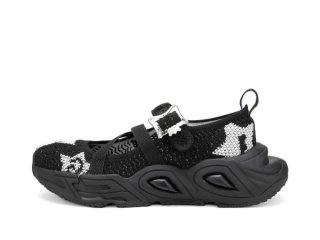 John Fluevog Swift Star - Black/White | Mesh Mary Jane Sneakers