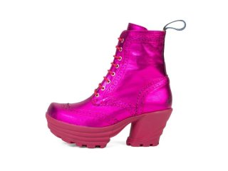 John Fluevog Bebop - Metallic Magenta | Metallic Mid Heel Brogue Boots