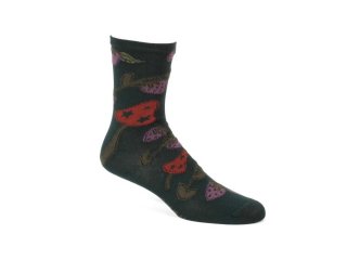 John Fluevog Neko Vog Socks - Green/Multi | Strawberry and mushroom sock