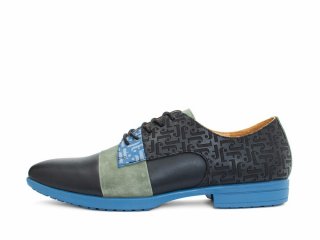 John Fluevog Fuller - Blue/Green/Black | Colourblock Lace-Up Shoes