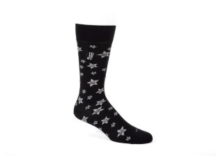 John Fluevog Potato Vog Socks - Black/Silver | Star swirl sock