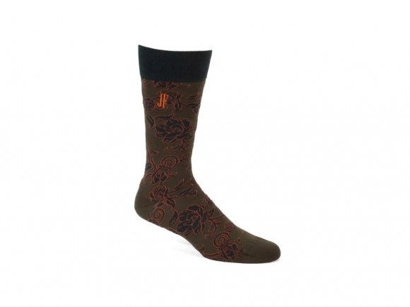 John Fluevog Xay Xay Vog Socks - Green | Floral sock