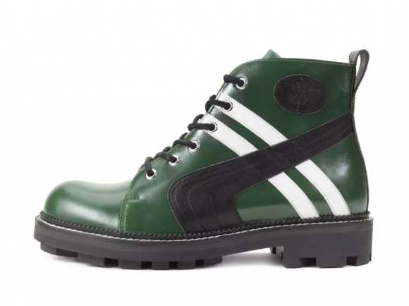 John Fluevog Whitty - Green/Black | Retro Lace-Up Boots