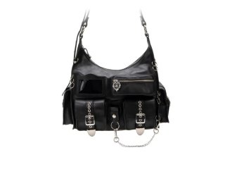 John Fluevog Anna Gothic - Black | Shoulder Bag With Metal Hardware