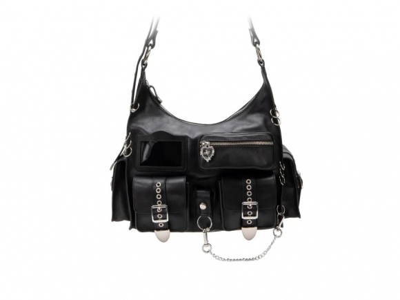 John Fluevog Anna Gothic - Black | Shoulder Bag With Metal Hardware