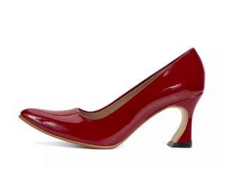 John Fluevog Desmond - Red Patent | Angular Mid Heel Pumps