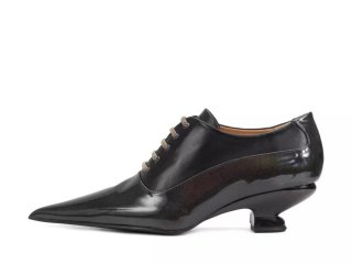 John Fluevog Jenne - Black Metallic | Elegant Lace-Up Heels