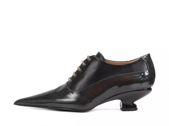 John Fluevog Jenne - Black Metallic | Elegant Lace-Up Heels