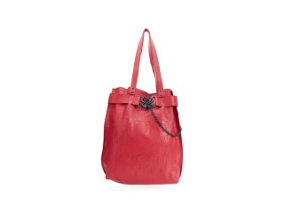 John Fluevog Lola - Red | Embossed tote bag with buckle