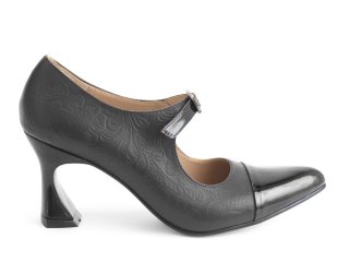 John Fluevog Malala - Black/Embossed | Mary Jane Heels
