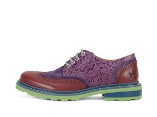 John Fluevog Nathaniel - Purple/Green/Brown | Double Wingtip Derby Shoes