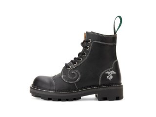 John Fluevog Derby Swirl (6 Eye) - Black Vegan | Classic Derby Boots