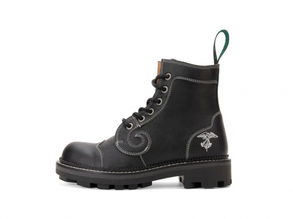 John Fluevog Derby Swirl (6 Eye) - Black Vegan | Classic Derby Boots