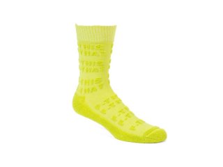 John Fluevog Leo - Neon Yellow | Textured Socks with Raised Lettering