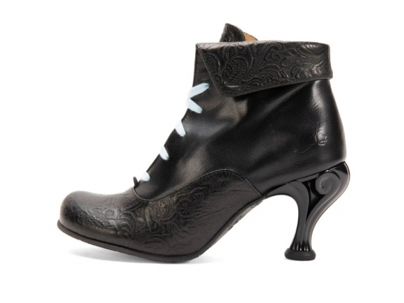 John Fluevog Quasar - Black | Fold-Over Lace-Up Ankle Boots