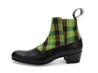 John Fluevog Arthur - Black/Green Plaid | Zip-Up Ankle Boots