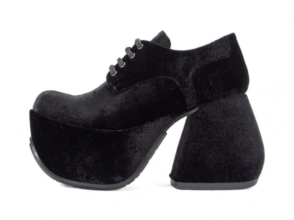 John Fluevog Nifty - Black Vegan | Lace-Up Platform Heels