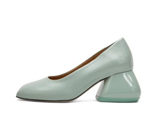 John Fluevog Bells - Sage | Heels with Soft Curved Toe