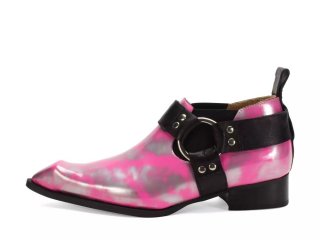 John Fluevog Priscilla - Metallic Silver/Pink | Swordfish Shoes with Harness