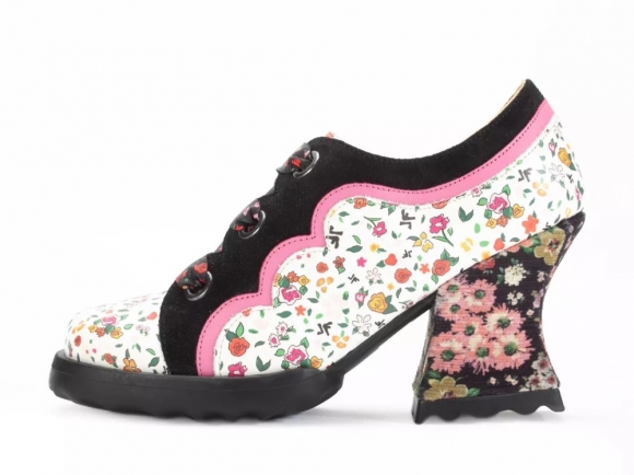 John Fluevog Fermare - Ditsy Floral | Scalloped Lace-Up Heels