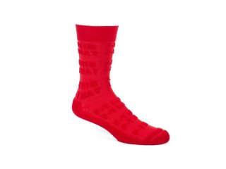 John Fluevog Leo - Red | Textured Socks with Raised Lettering
