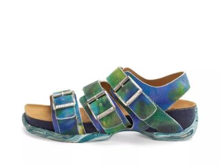 John Fluevog Elsie - Blue Multi | Strappy Buckled Sandals