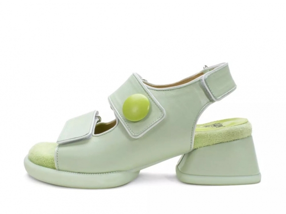John Fluevog Neve - Green | Velcro Leather Sandals