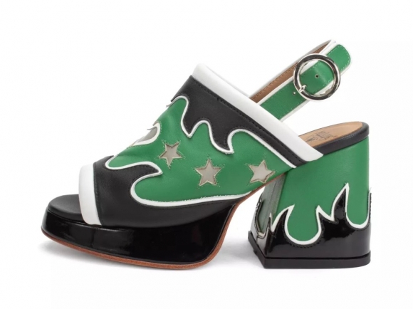 John Fluevog Riverdale - Green Flame | Slingback Platform Heels