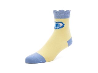 John Fluevog Jonesy Vog Socks - Pastel Yellow/Blue | Chaussette à volants