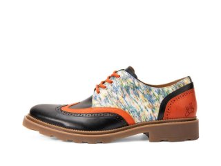 John Fluevog Nathaniel - Multi/Black/Orange | Double Wingtip Derby Shoes