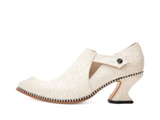 John Fluevog Lili - Off White Lace | Elegant Slip-On Heels