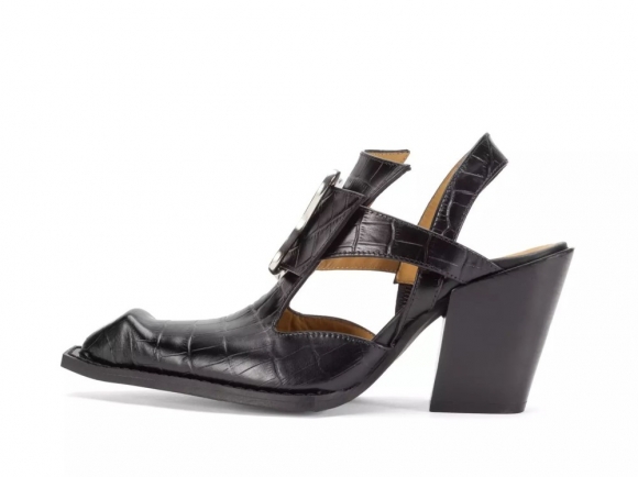 John Fluevog Art Deco Pretzel - Black | Pointed Slingback Heels