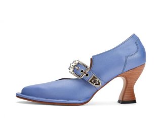 John Fluevog Lara - Pearlized Blue | Western Mary Jane Heels