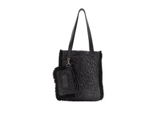 John Fluevog Tiffany - Black | Ruffle tote bag with removable pouch