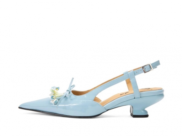 John Fluevog Arla - Blue | Pointed Slingback Heels