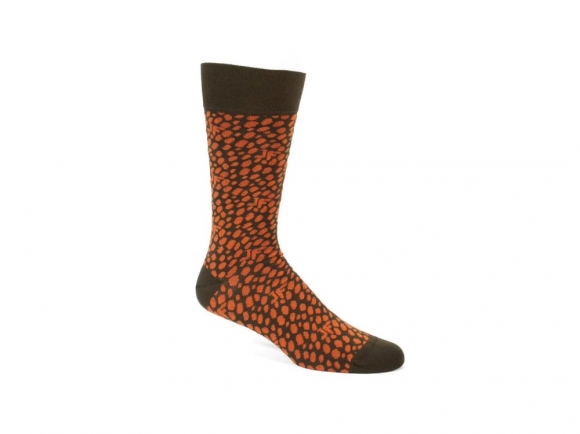 John Fluevog Coby - Orange/Green | Socks with Dotted Design