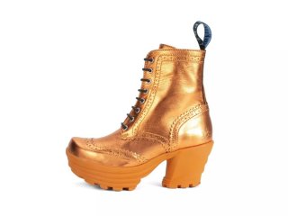 John Fluevog Bebop - Metallic Orange | Metallic Mid Heel Brogue Boots