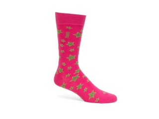John Fluevog Potato Vog Socks - Pink/Green | Star swirl sock